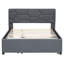 Lit plateforme tapissier avec tête de lit confortable et lit gigogne simple en tissu de brique gris et lit escamotable pour économiser de l'espace-121104064-121104063