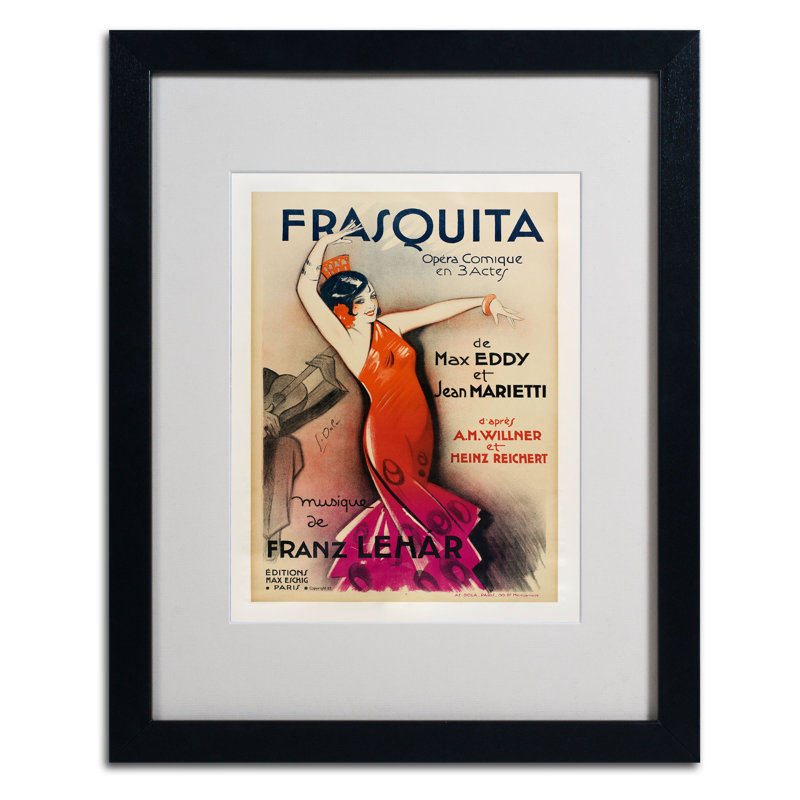 « frasquita », affiche rétro sur toile encadrée, H 20 po x l 16 po x P 0,5 po, Noir