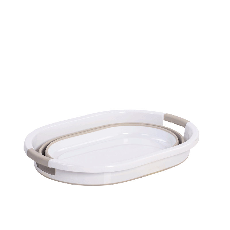 Panier à linge pliable Wayfair Basics®, Gris chaleureux / Blanc