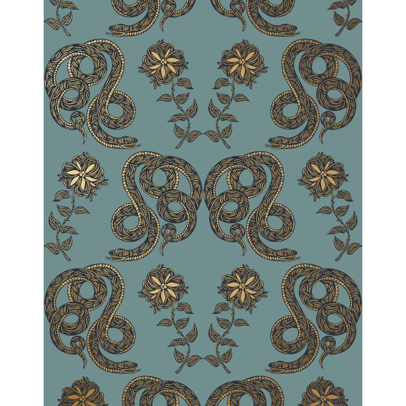 Serpentine Wallpaper | Traditional / Roll - 27" x 30', Sky