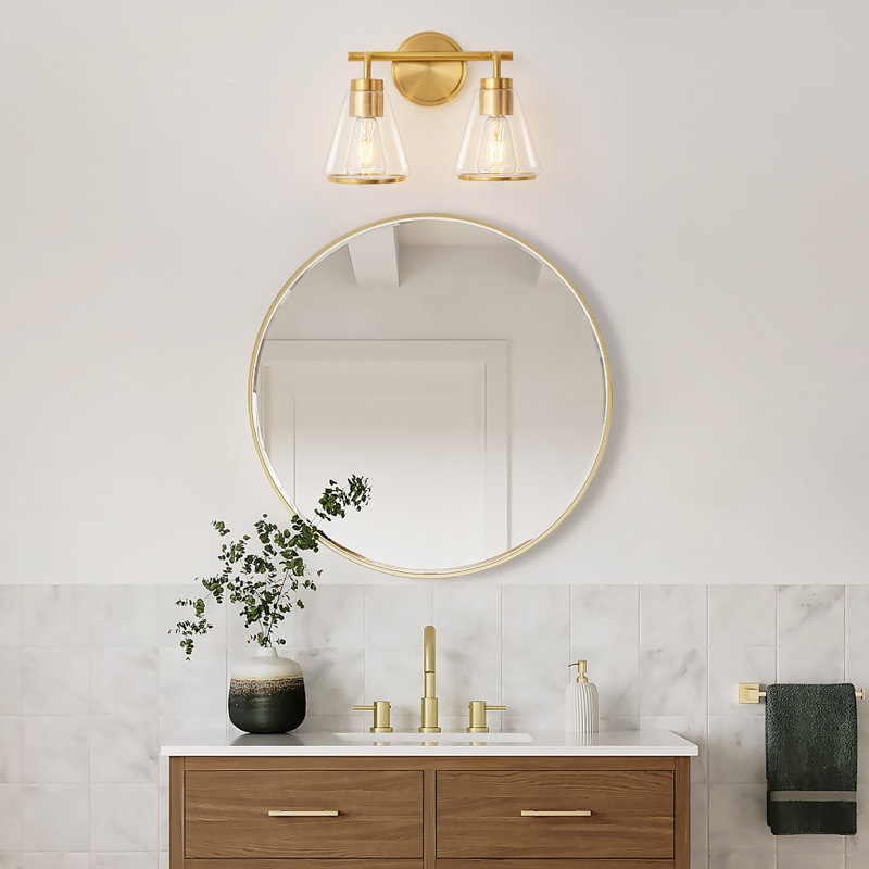 Luminaire de meuble-lavabo à intensité variable 3 lumières Modern Aniwa, Doré, 2