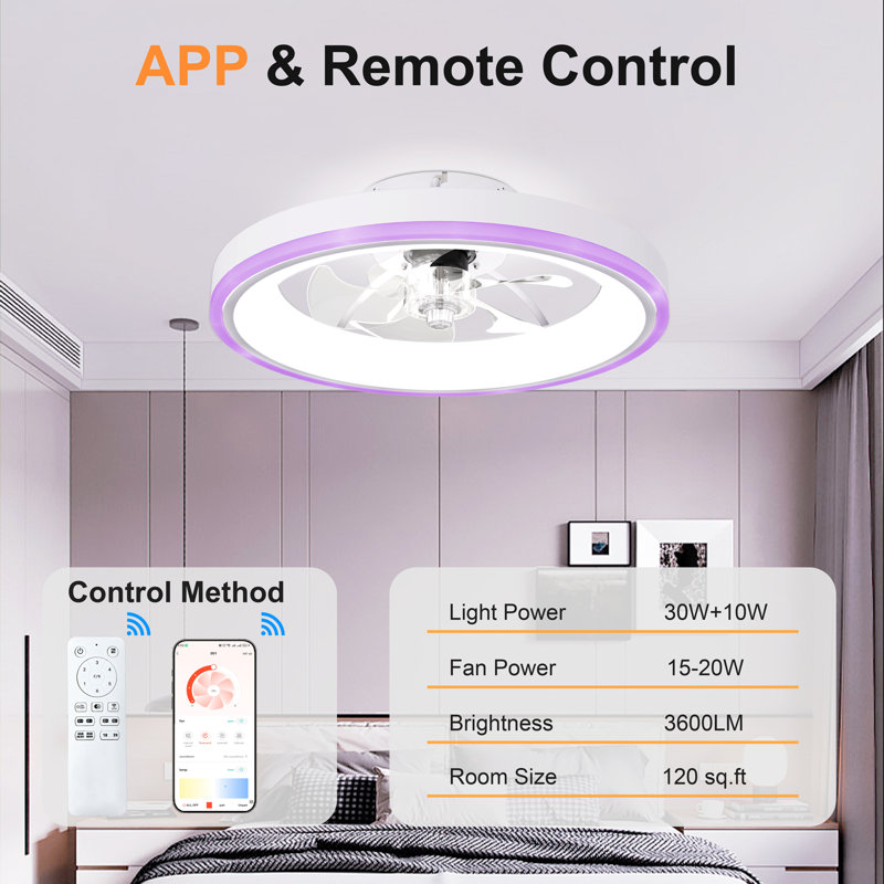 Ventilateur de plafond 19 pièces en aluminium / fer 19,7 po