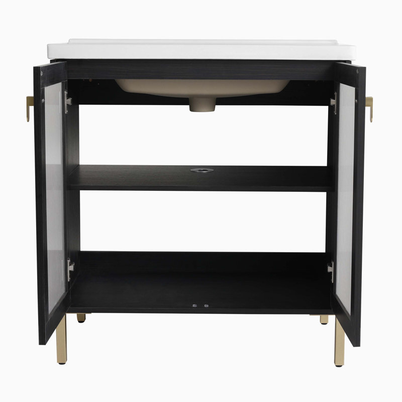 Meuble-lavabo simple 32,12 po avec plateau en céramique Waynant