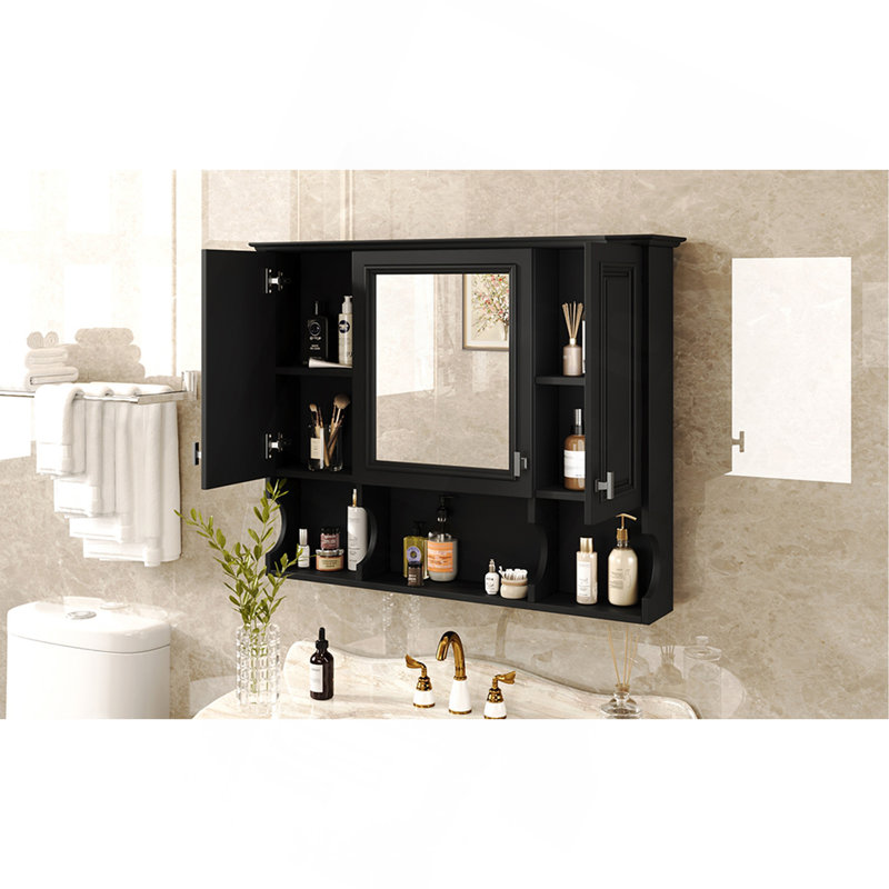 Pharmacie murale de salle de bain 35 po x 28 po, Noir
