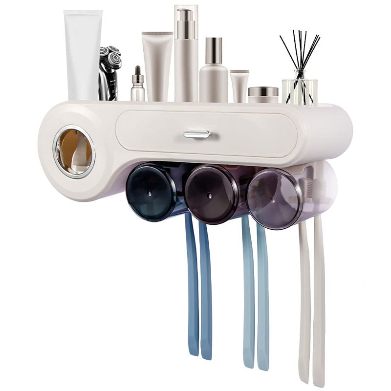 3 porte-brosses à dents et distributeur, douchette à dents murale