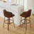 Counter Height Upholstered Swivel Bar Stools Set of 2, Modern Kitchen Island Chairs with Wide Backrest, Solid Wood Legs & Nailhead Trim-932342687-932342685