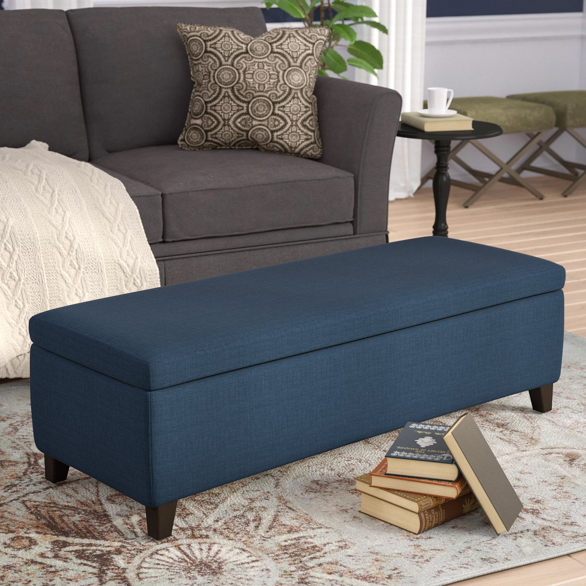 Blue rectangle online ottoman