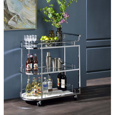 Martavious Bar Cart in Clear and Chrome