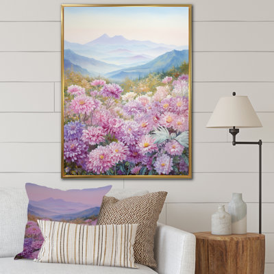 "Pink Chrysanthemums On Hill I", reproduction d'art sur toile