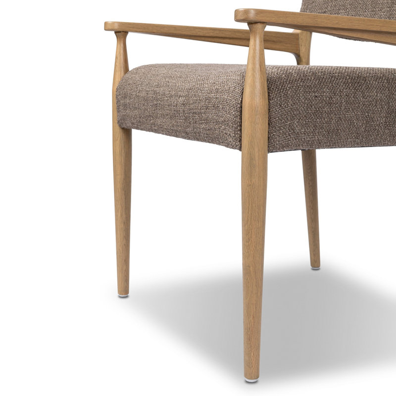 Jayla Upholstered Arm Chair, Natural Oak, Saxon Mink
