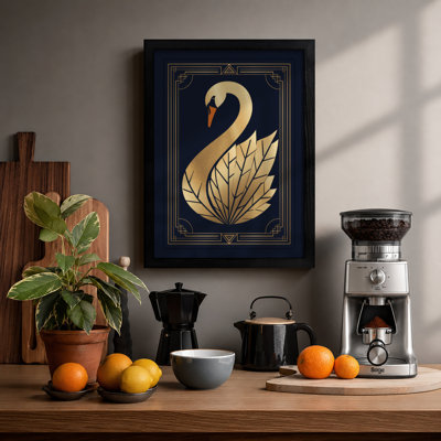 Gilded Swan Art Deco - Framed Print
