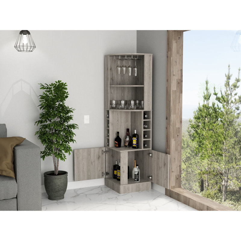 Bar gris avec tablettes pour présentation de boissons et de vin, Light Grey