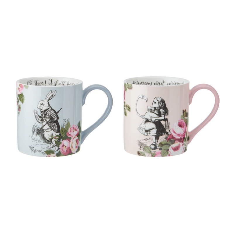 Mikasa and the V&A Alice In Wonderland 'His And Hers' Bone China Mugs, Set of 2, 380ml