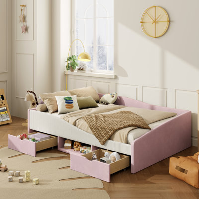 Full Size Velvet Daybed in Pink - 79.3" L x 56.9" W x 24.2" H