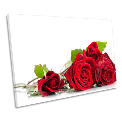 Roses Flowers Red Floral - Wrapped Canvas Print