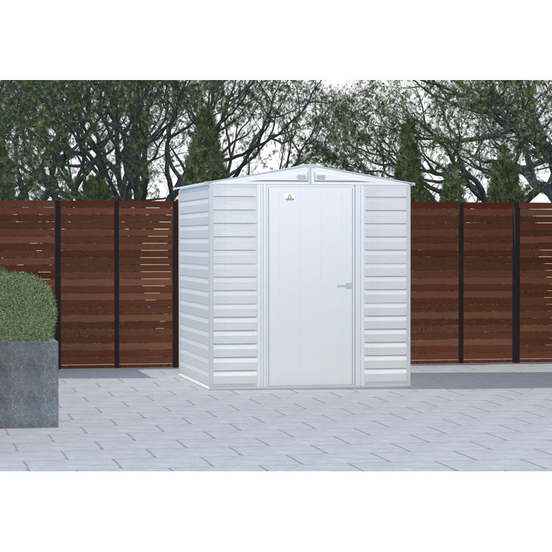 6 ft. x 7 ft. Flute Grey Galvanized Steel Storage Shed