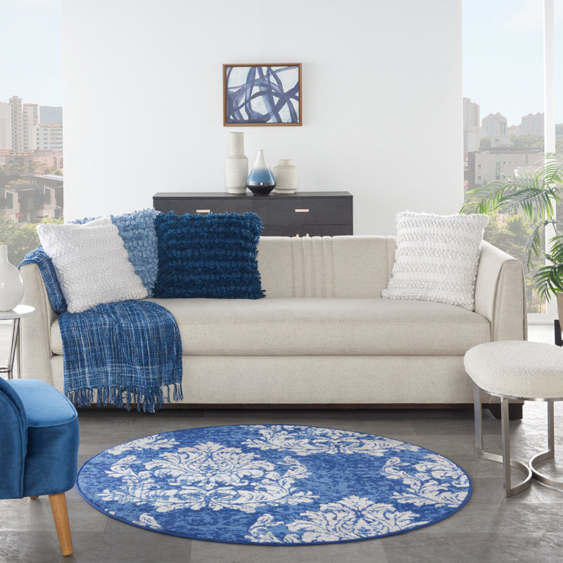 Manius Damask Indoor Rug, Round 5'