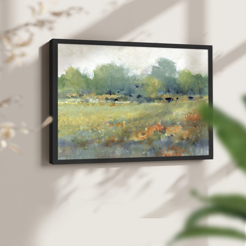 Paysage champêtre II - reproduction encadrée - réaménageable, H 11 po x l 14 po, Noir, noir, noir, noir