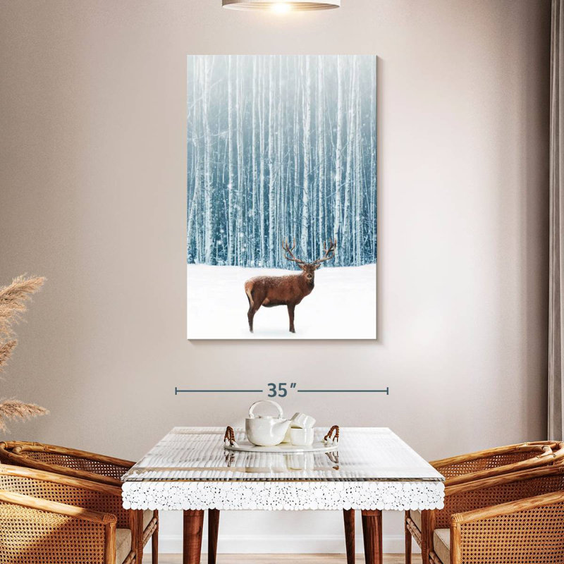 Cerf en hiver, H 48 po x l 32 po