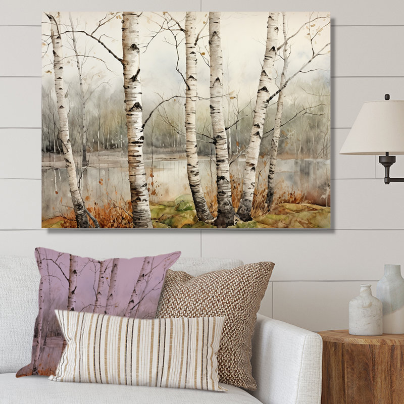 Beauté beige bouleau argenté, Toile tendue, 12" H x 20" W