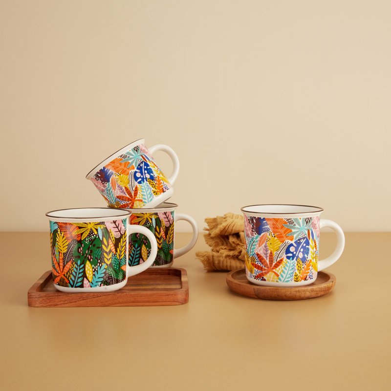 6pc Summer Leaf Mugs
