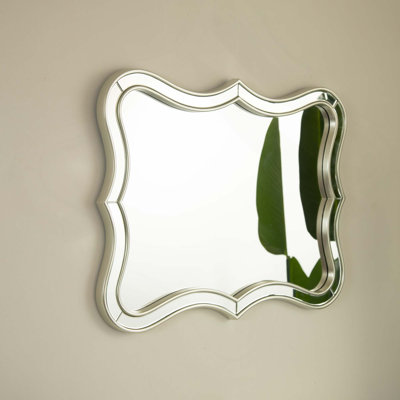 Wave-Shape PU Material Light Luxury Style Art Decorative Mirror With Golden Frame, Suitable For Bathroom, Bedroom, Living Room, Corridor, Entryway
