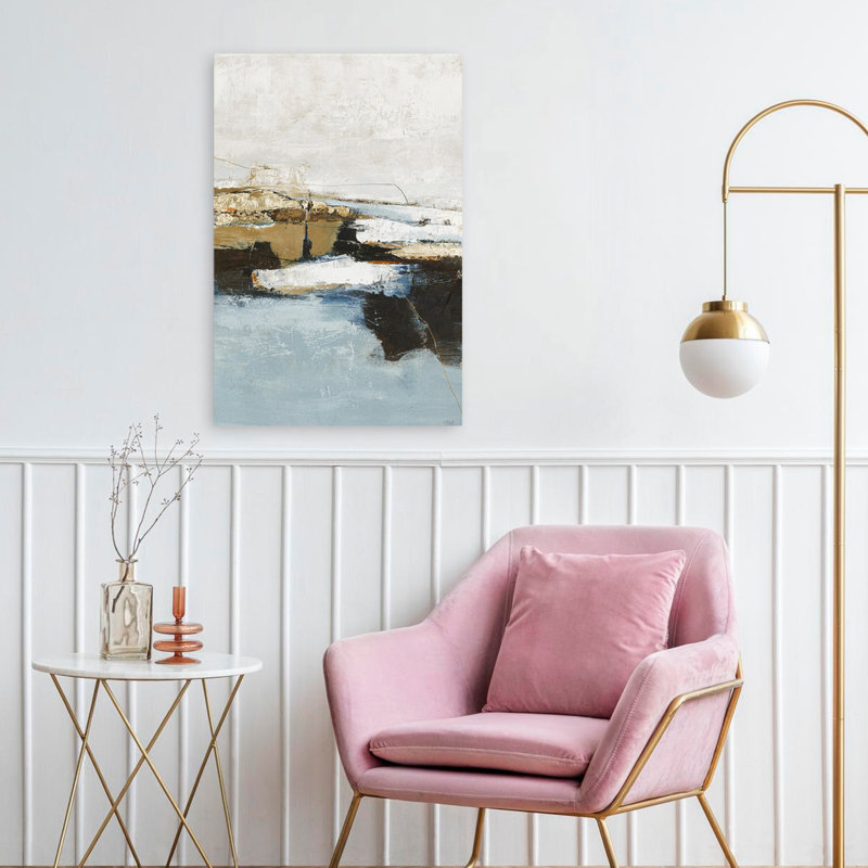 Get Get - Abstrait blanc bleu marine et art indigo, H 24 po x l 16 po