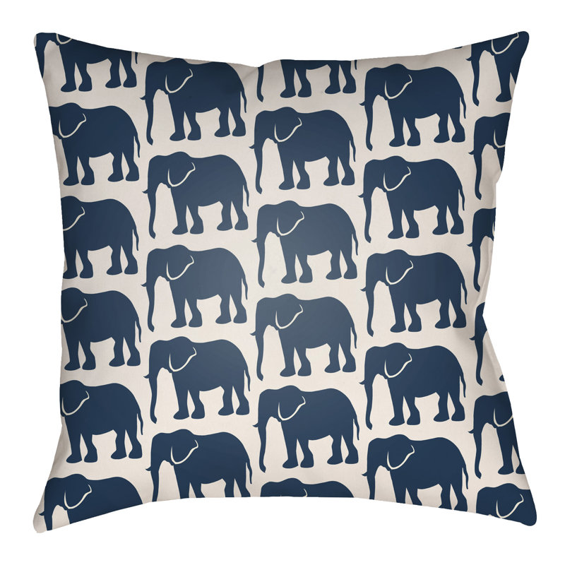 Lolita Elephant Geometric Outdoor Throw Pillow, 20" H x 20" W, Bright Yellow/Ivory
