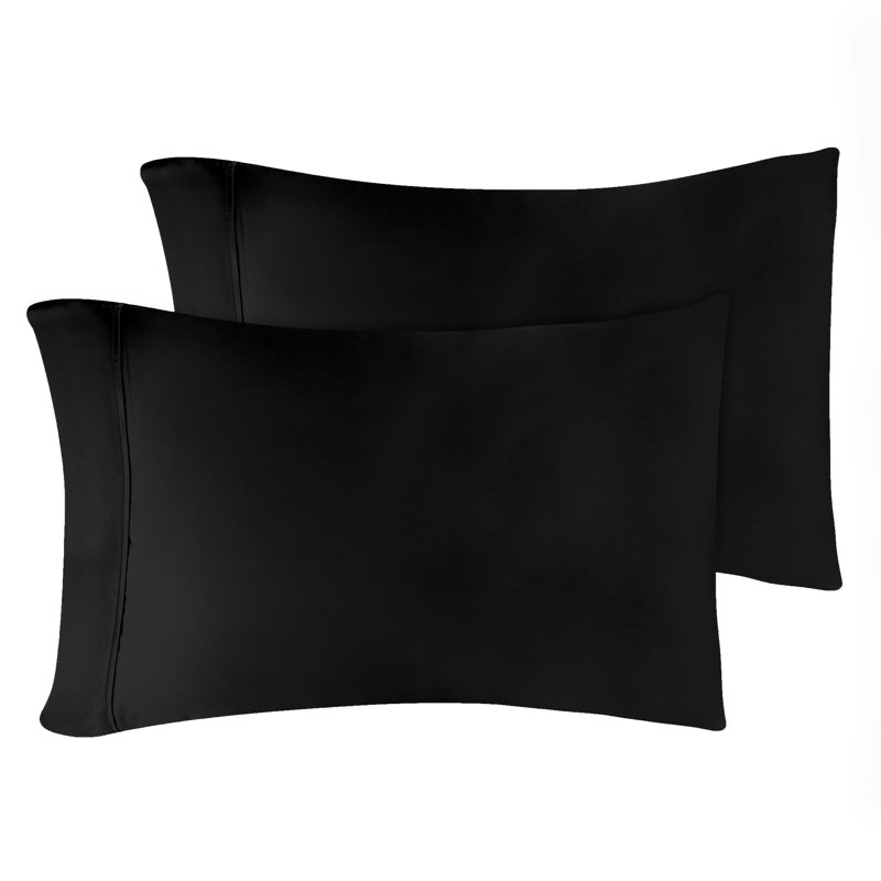 Ensemble de taies d'oreiller de qualité supérieure en mélange de coton égyptien à densité de tissage 300 fils Superior, Noir