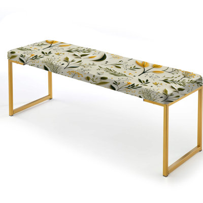 Banc floral rembourré or