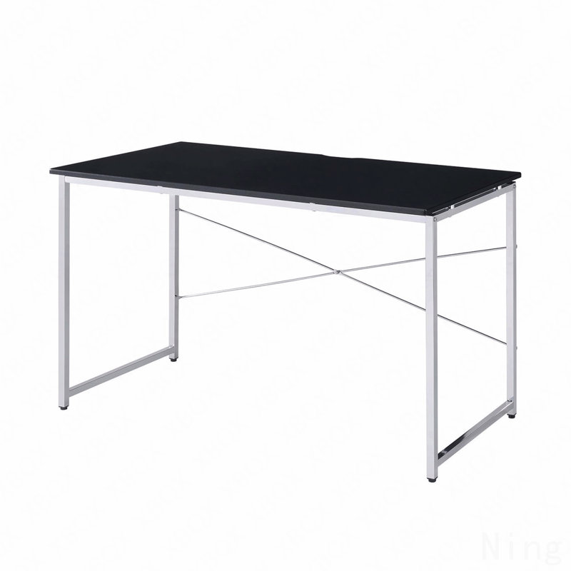 Rectangular Desk, Black & Chrome Metal Frame
