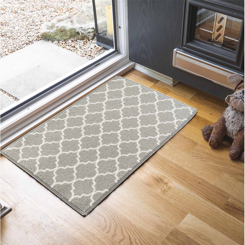 Vasta Non-Slip Geometric Indoor Doormat, 67cm W x 220cm L, Grey