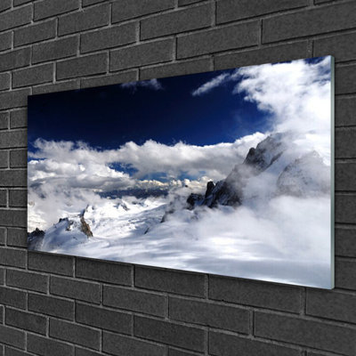 Landscape Mountain Clouds - No Frame Print on Glass