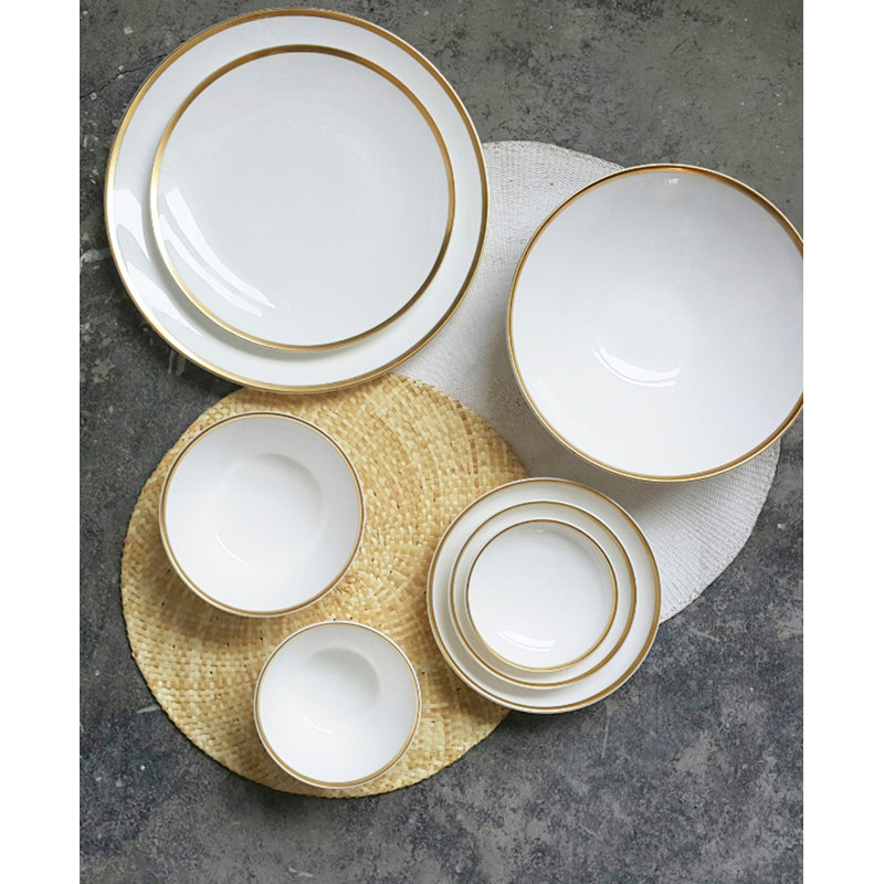 Golden Edge Bone China Salad/Dessert Plate