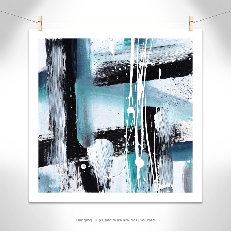 Expressions modernes bleu sarcelle - peinture sans cadre, H 36 po x l 36 po x P 0,1 po