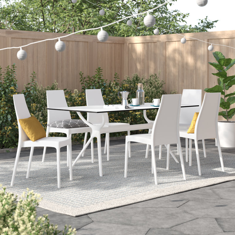 Coupland 6 - Person Patio Dining Set with Rectangular Table, White