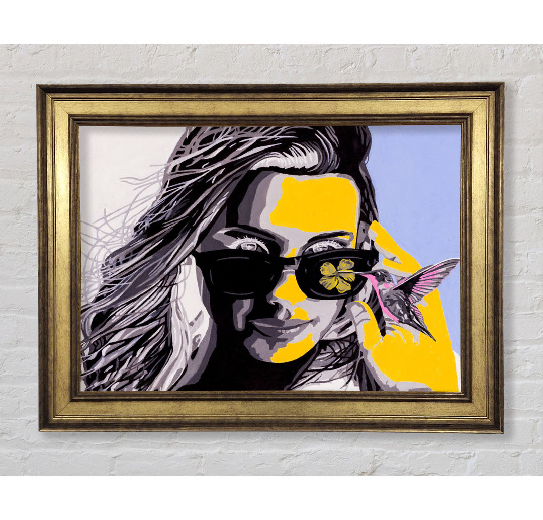 Frau Sonnenbrille Popart - Einzelner Bilderrahmen Kunstdrucke