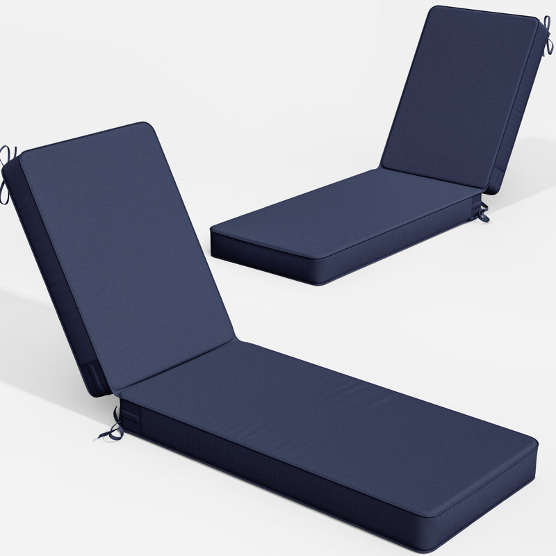 Coussins de chaise longue d'extérieur 4 po l 26 po x L 80 po, 2, L 26 po x P 80 po, Marine