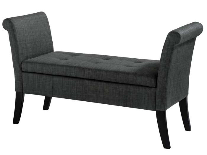 Aadvika Upholstered Storage Bench, Dark Gray
