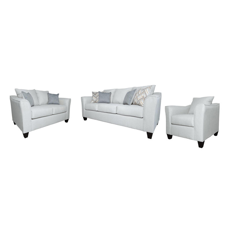 Ensemble de canapé rembourré 3 pièces avec coussins décoratifs gris brume Payan