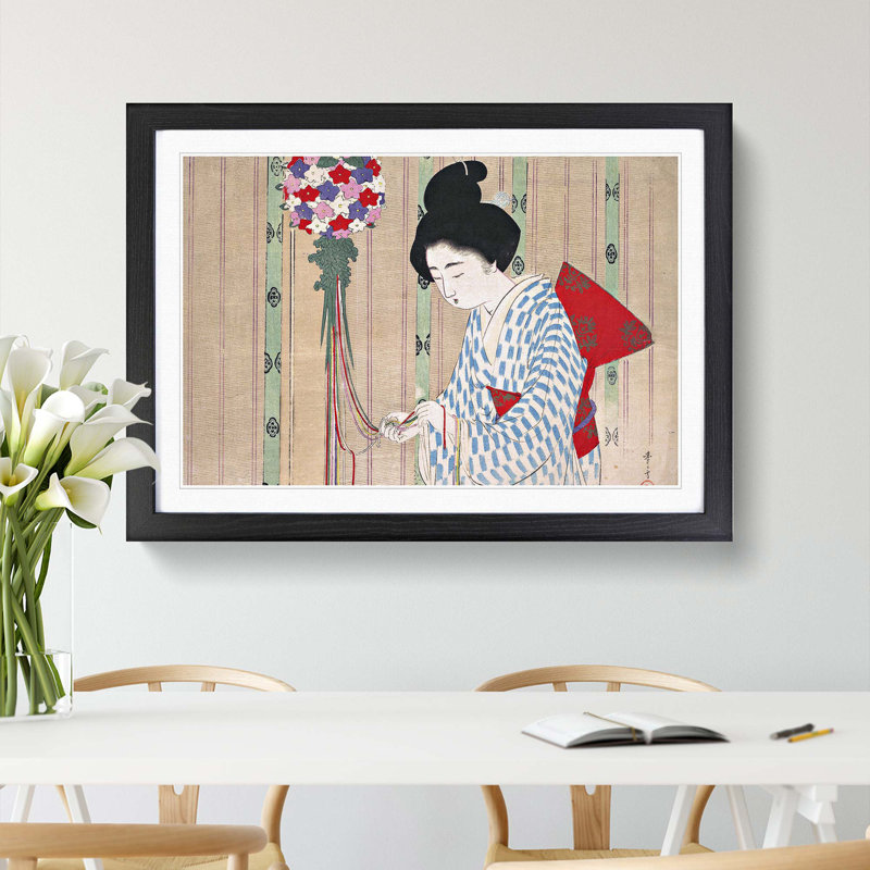 Blowing Wind by Mizuno Toshikata - Picture Frame Art Print, 27cm H x 36cm W x 2cm D, Black Framed