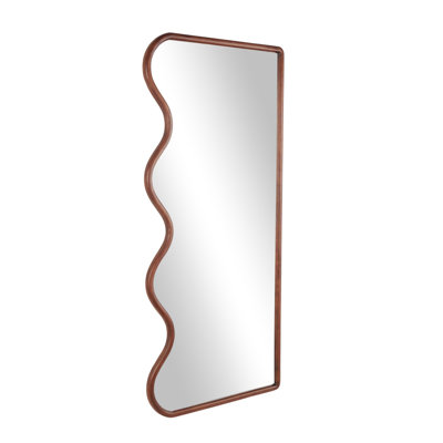 Wood Wavy Room Brown Wall Mirror