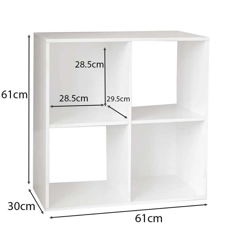 Northville 61cm W Cube Bookcase, White/Pink, (4 Shelves) 61cm H x 61cm W x 30cm D