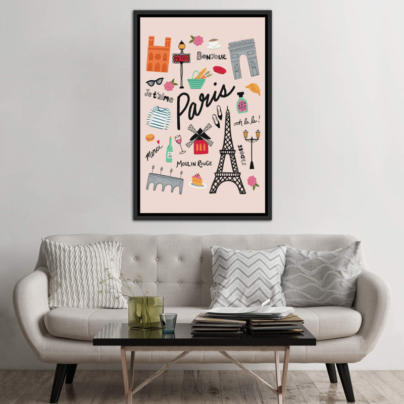 «City Love II» par Nina Seven - impression d'art graphique, Toile avec cadre en bois classique, H 60 po x l 40po x P 1,5 po