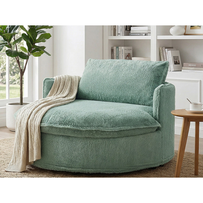 Canapé-lit rond 59 po en fausse fourrure, Vert