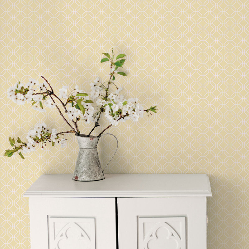 Brylee 10m x 53cm Matte Wallpaper Roll, Yellow/White