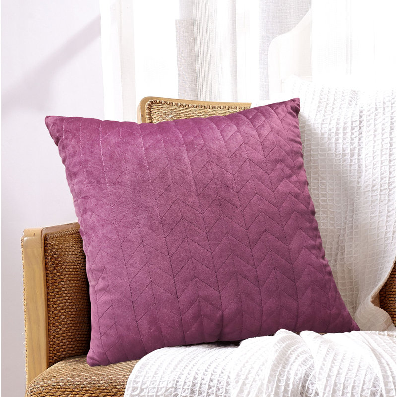 Huw Square Velvet Pillow Cover & Insert, Purple