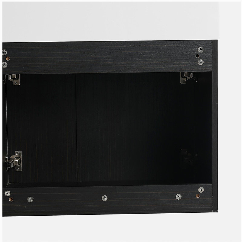 Armoire de salle de bain 24 po avec lavabo, portes et fixation flottante pour petite salle de bain, Noir châtaignier, 24"