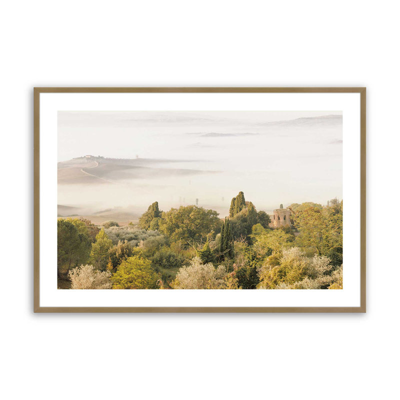 Imprimé voile de la nature, opaque, H 19,25 po x l 25,25 po x P 1,25 po, Cadre simple brossé doré