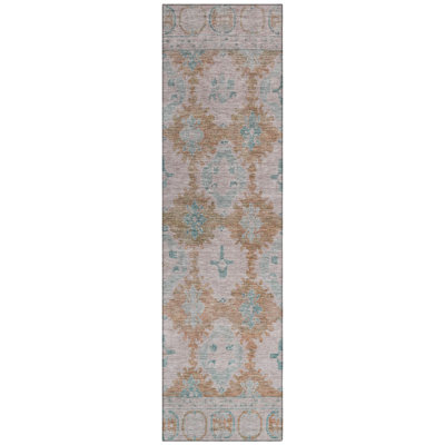 Machine Washable Indoor/Outdoor Xhevrie Terracotta Rug